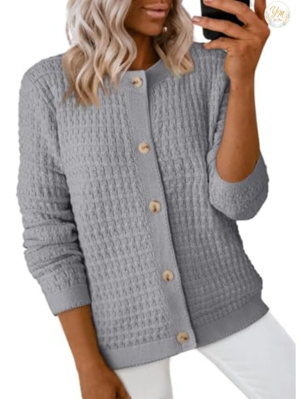 Women's Long Sleeve Button Down Knit Cardigan Sweater Jacket Lightweight